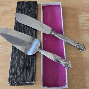 Antique Weidlich Jenny Lind Pattern Stainless 1938 Cake Knife & Server w/Box